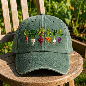 Personalized Garden Vegetables Embroidered Washed Dad Hat