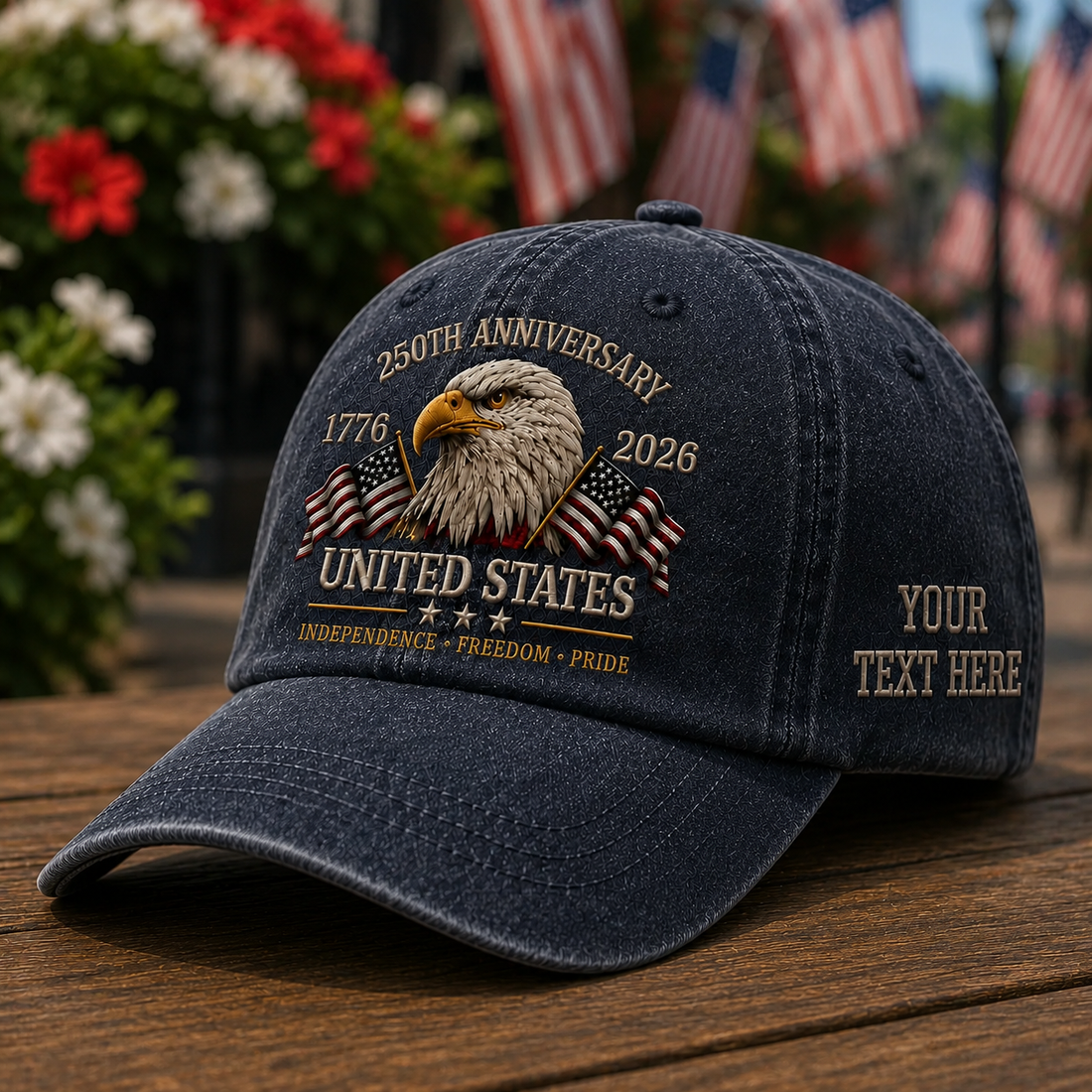 Personalized 250th Anniversary American Eagle Embroidered Washed Dad Hat