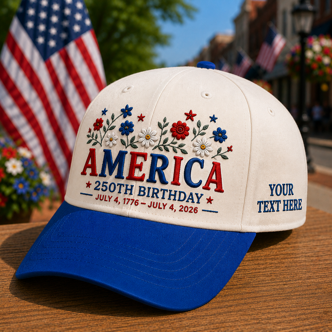 Personalized America 250th Birthday Embroidered Two Tone Trucker Cap