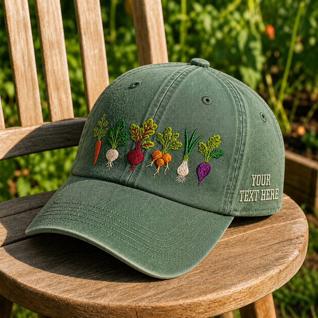 Personalized Garden Vegetables Embroidered Washed Dad Hat