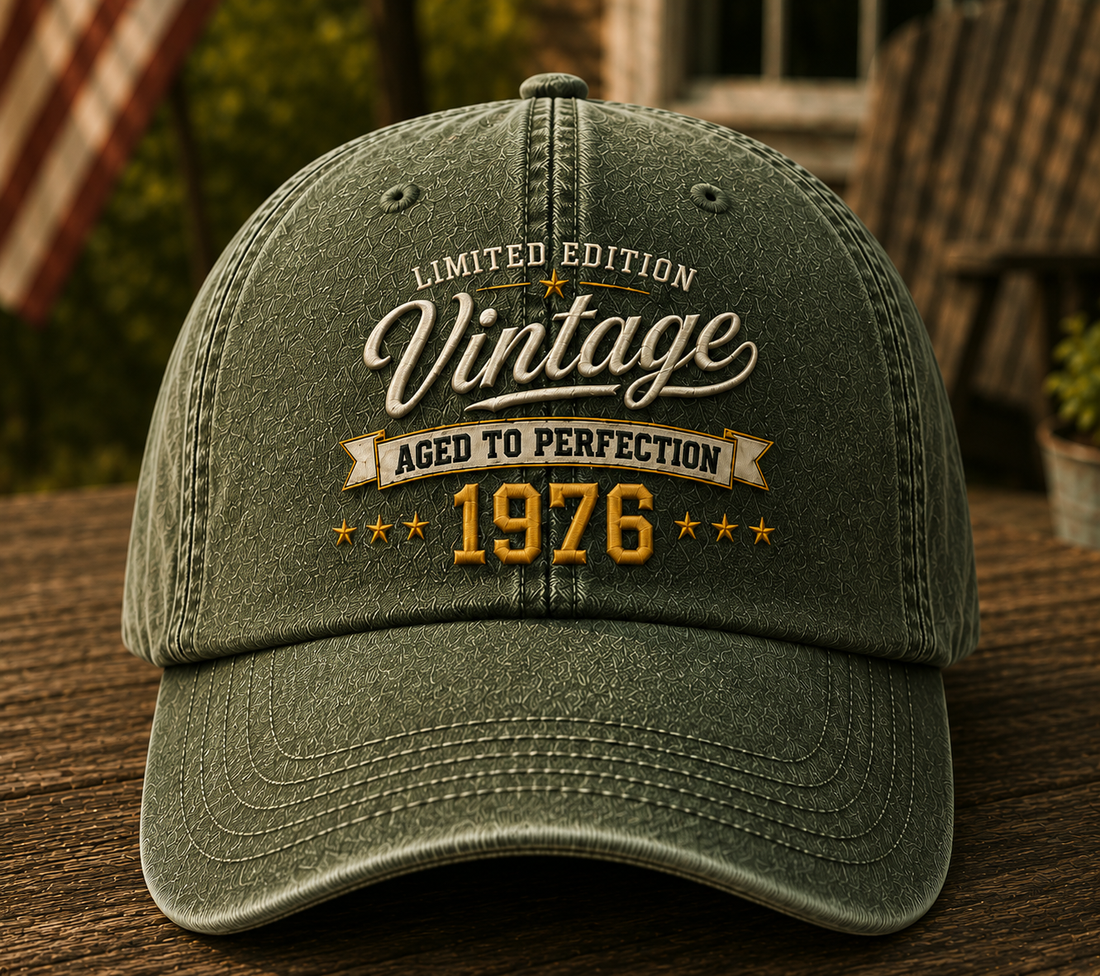 Personalized Vintage Year Embroidered Washed Dad Hat