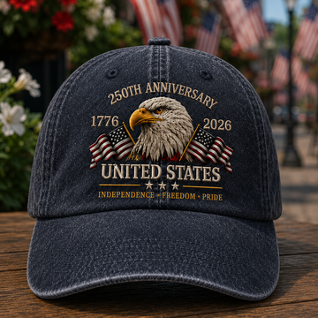 Personalized 250th Anniversary American Eagle Embroidered Washed Dad Hat