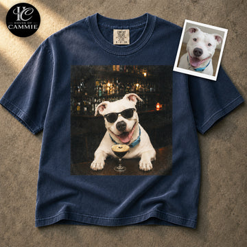 Custom Pit Bull Photo T-Shirt, Personalized Pit Bull Dog Portrait Shirt, Funny Pit Bull with Sunglasses Tee, Custom Pet Face Gift for Dog Lovers