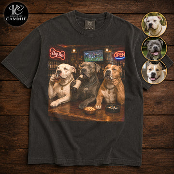 Personalized Pitbull Bar Night T Shirt, Custom Dog Photo Vintage Graphic Tee, Upload Your Pet Picture, Funny Pitbull Lover Gift