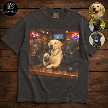 Personalized Labrador Retriever Bar Night T-Shirt, Custom Dog Photo Vintage Graphic Tee, Upload Your Pet Picture, Funny Labrador Retriever Dog Lover Gift