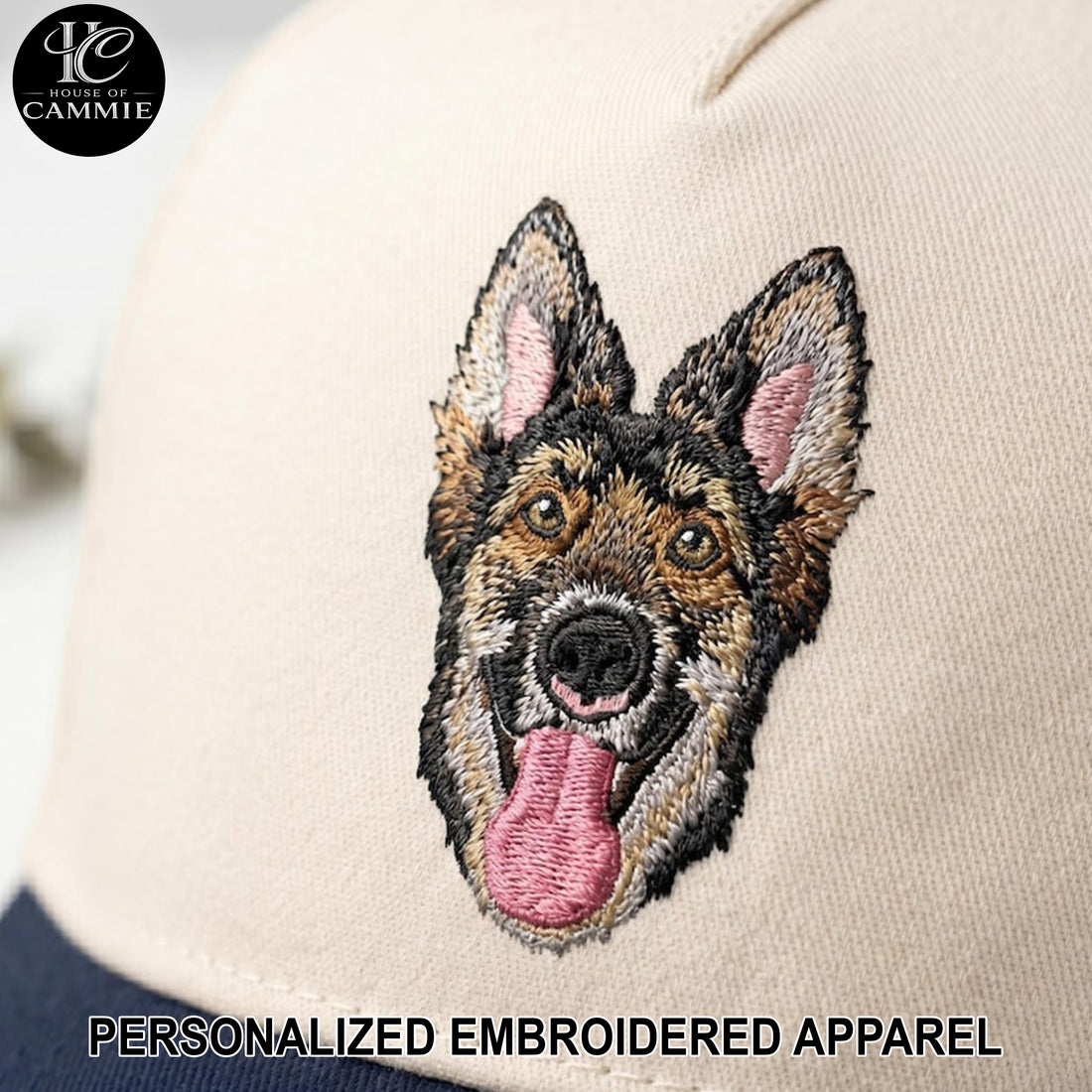 Personalized Embroidered Pet Portrait Two Tone Trucker Hat – Custom Dog Photo & Name Gift