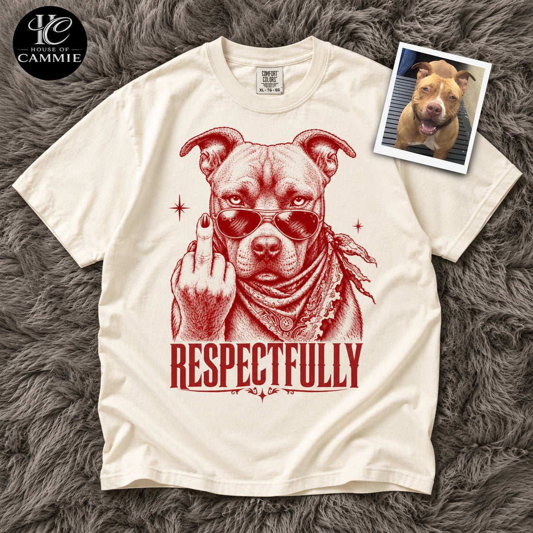 Personalized Respectfully Dog T Shirt | Custom Dog Photo Graphic Tee | Upload Your Pet Picture | Funny Pitbull Dog Lover Gift