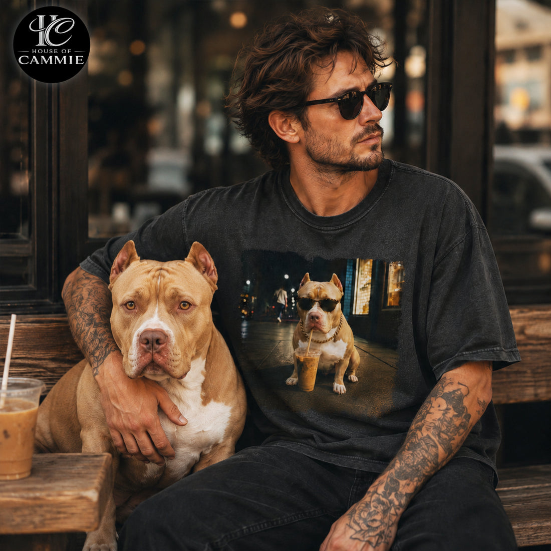 Personalized Pitbull Coffee T Shirt | Custom Dog Photo Graphic Tee | Upload Your Pet Picture | Funny Dog Lover Gift For Men Women