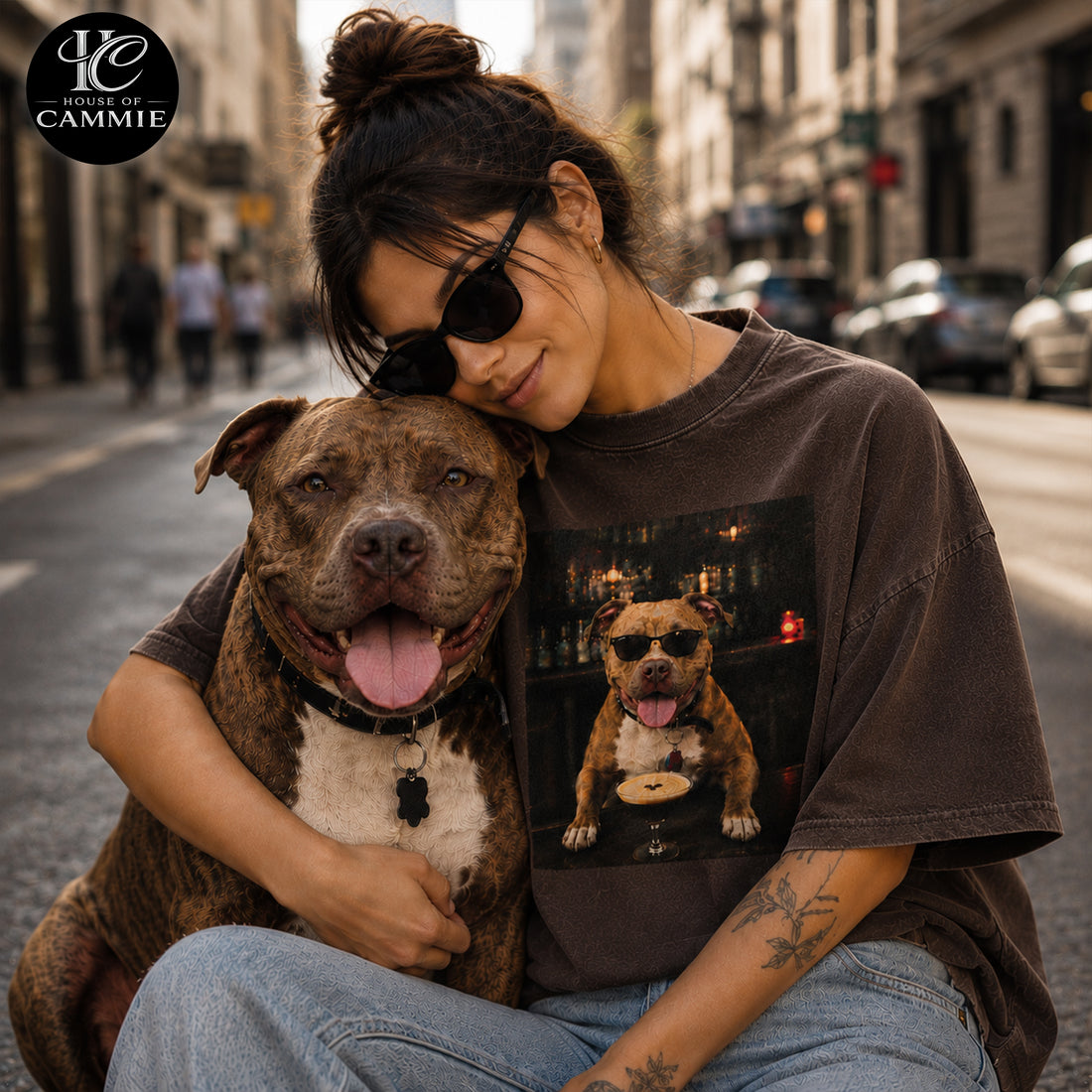 Custom Pit Bull Photo T-Shirt, Personalized Pit Bull Dog Portrait Shirt, Funny Pit Bull with Sunglasses Tee, Custom Pet Face Gift for Dog Lovers