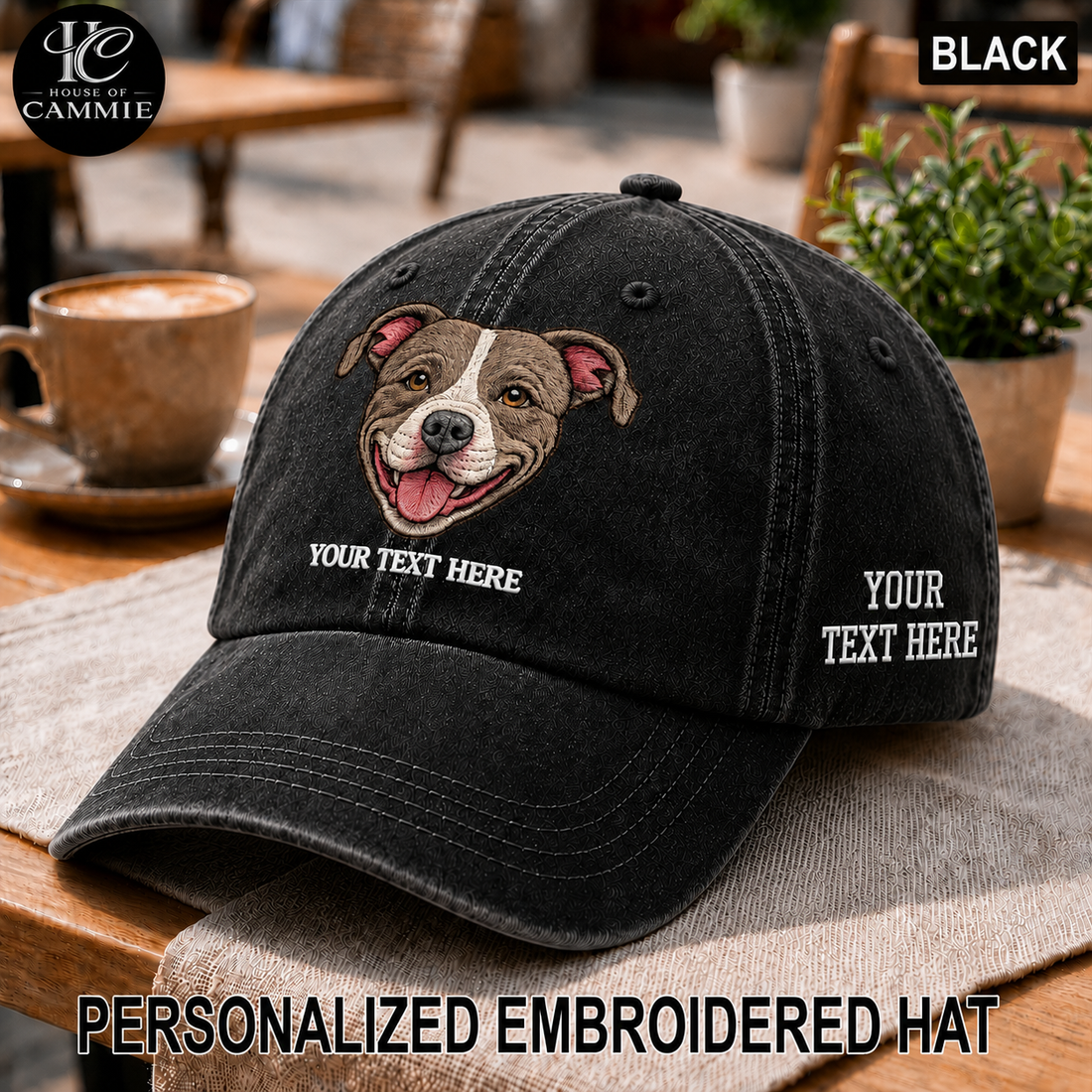 Personalized Embroidered Dog Photo Washed Dad Hat, Custom Pet Portrait Hat, Personalized Dog Lover Gift, Custom Embroidered Pet Face Cap